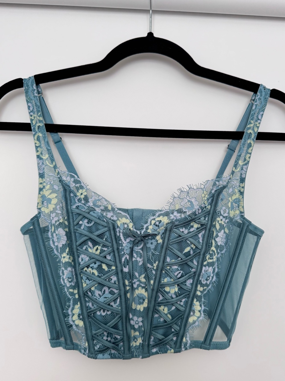Victoria's Secret Teal Floral Lace Corset Bralette